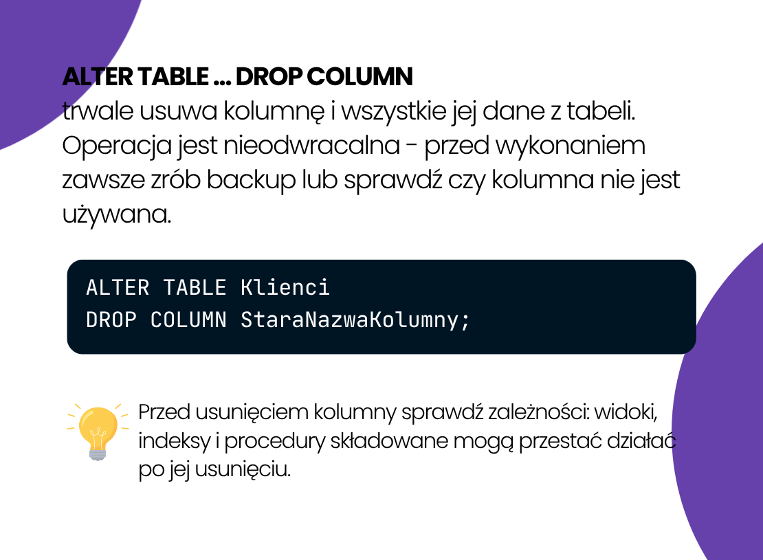 Fiszka SQL średniozaawansowany tył